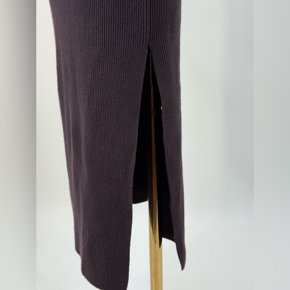 Crescent ASTOR LONG BELL SLEEVE MIDI Fitted SWEATER DRESS - PLUM Size M - Picture 8 of 16